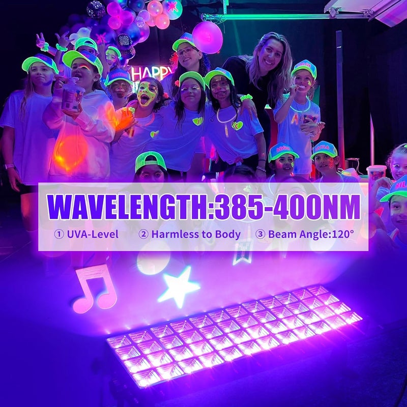 SHGPODA 100W LED Black Light Bar, IP66 Waterproof Blacklight with 6ft Cord+Plug+Switch, Black Lights for Neon Glow Party, Fluorescent Poster, Body Paint, Birthday, Bedroom, Halloween, Christmas - Image 3